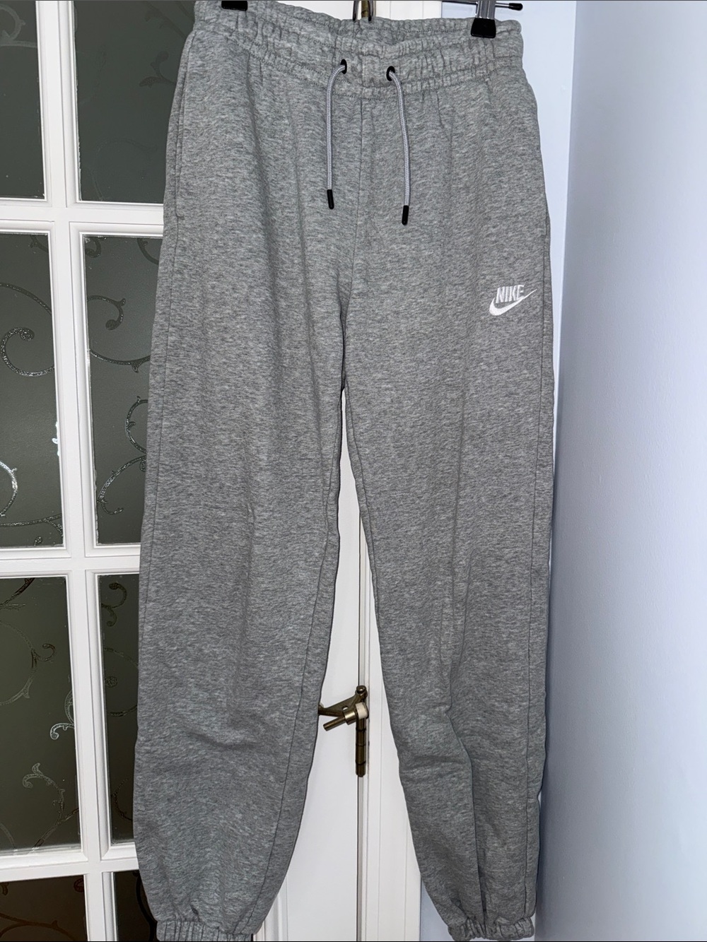 Nike Gray Heather Joggers with White Swoosh